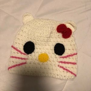 HAND-KINT HELLO KITTY HAT!!! ONE SZ FITS MOST